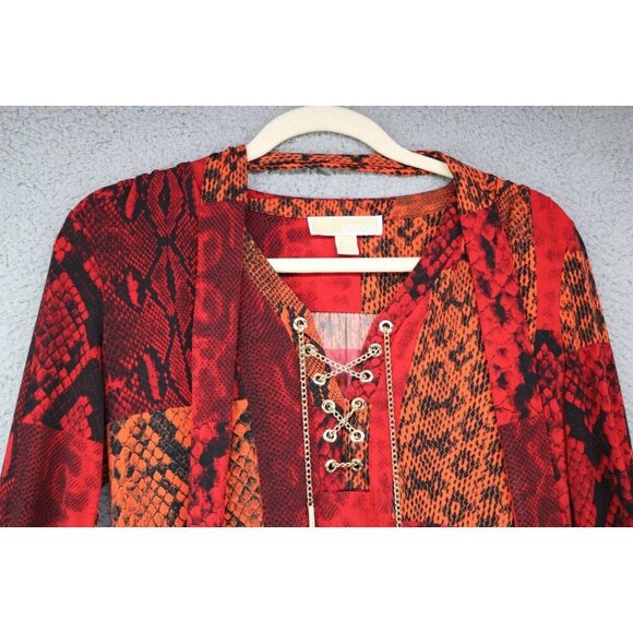 Michael Kors Long Sleeve Roll-Tabbed Dress-Size XS-Chains - Picture 3 of 12